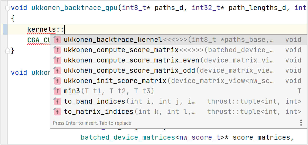 Completion for CUDA code Completion for CUDA code