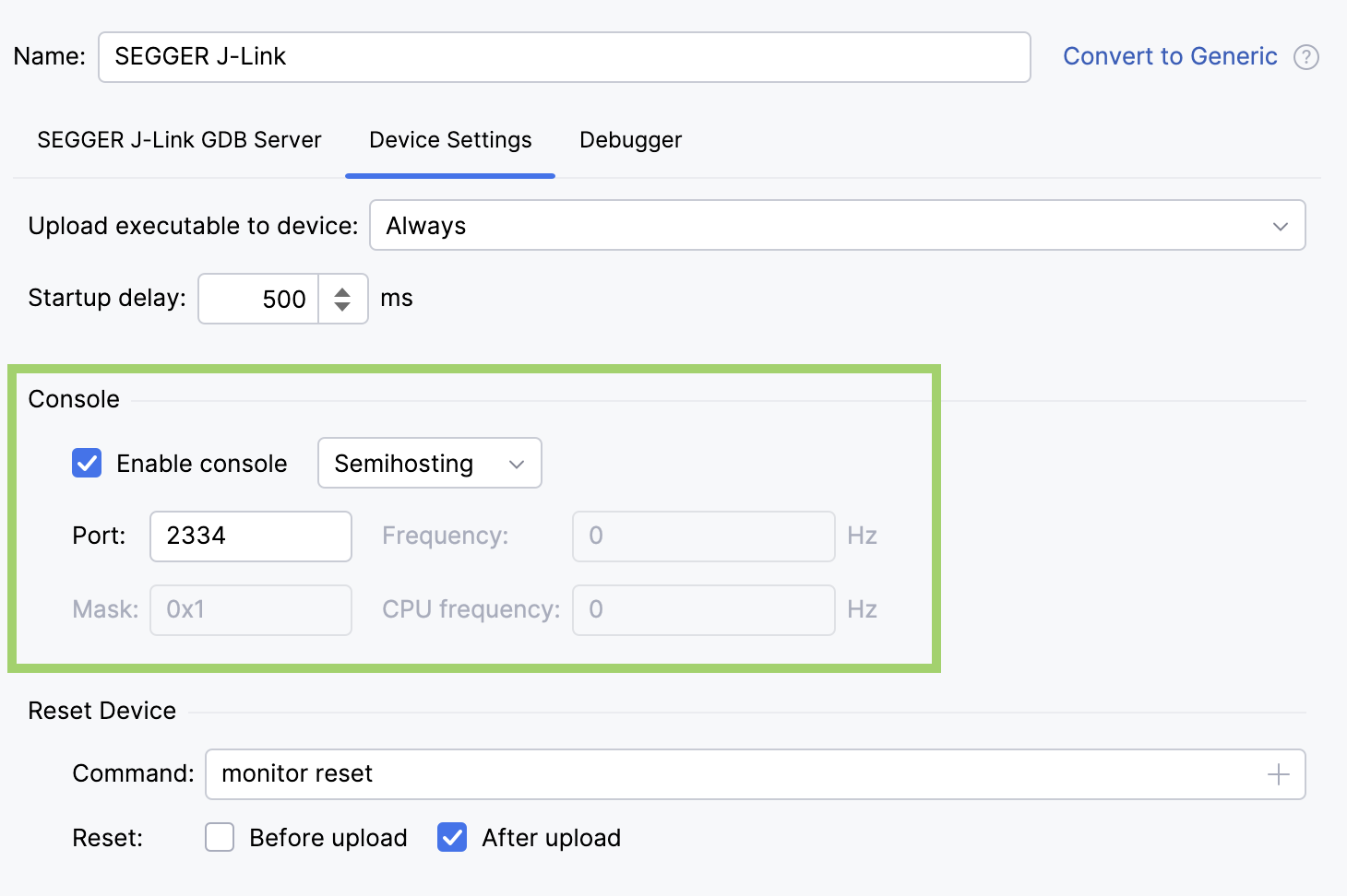 Configuring console