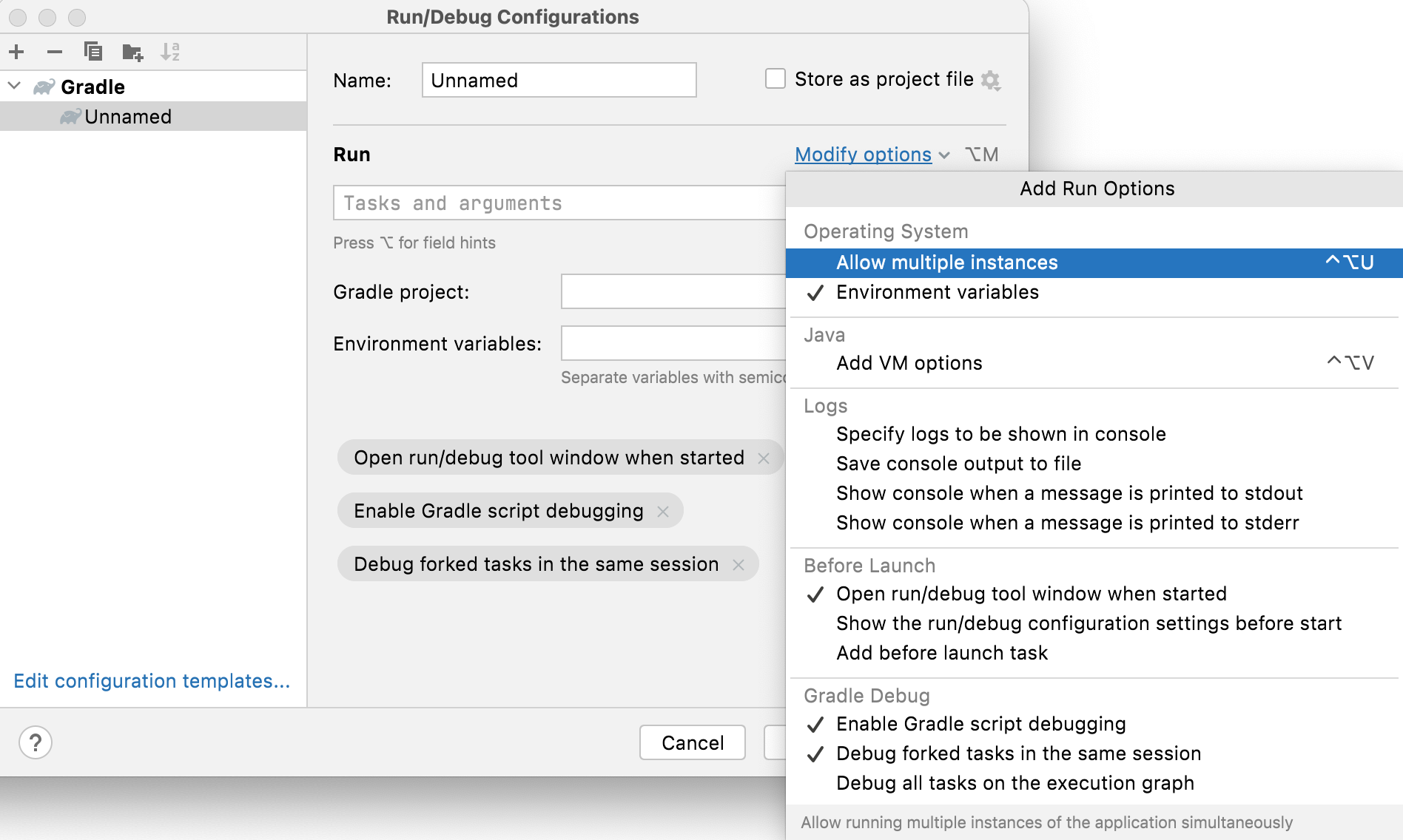 Gradle configuration settings Gradle configuration settings