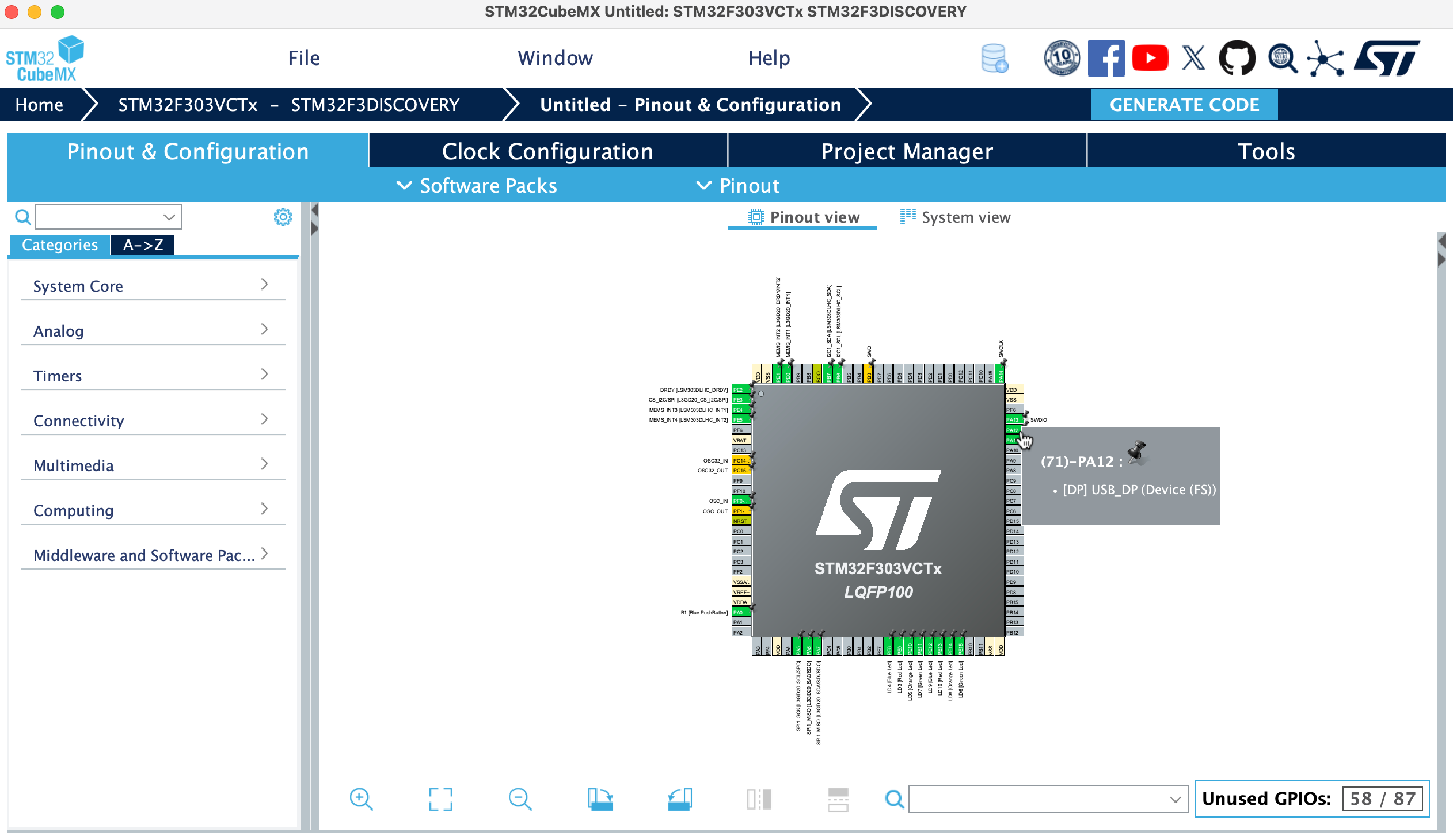 cubemx pinout view