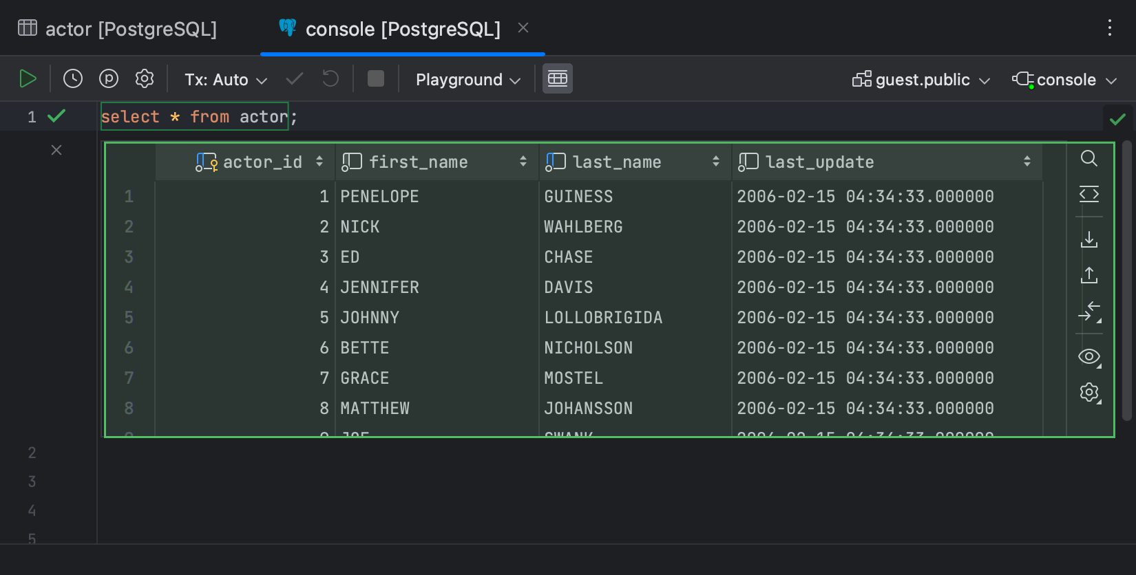 Query results | DataGrip Documentation