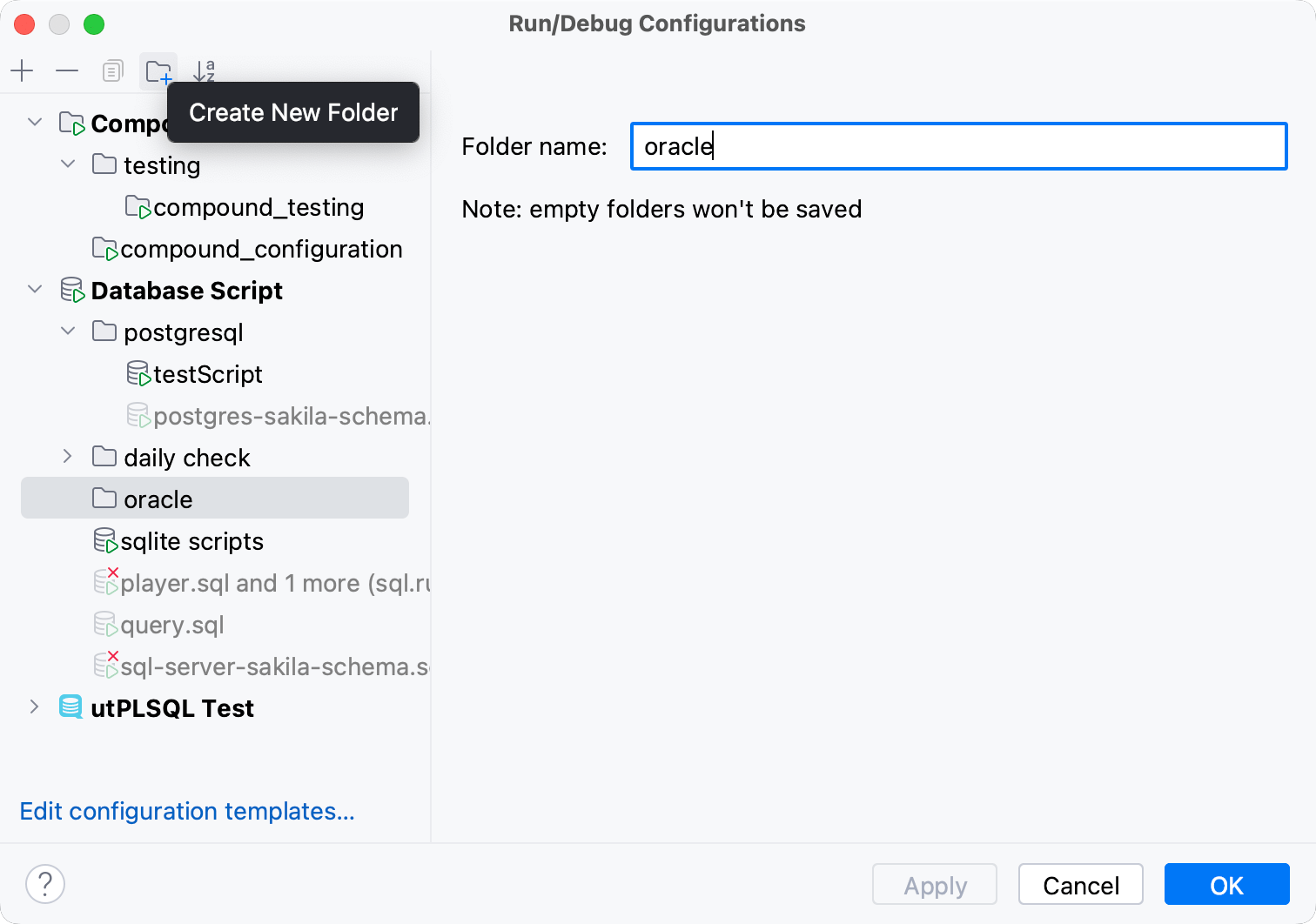 Create a new folder for run configurations Create a new folder for run configurations