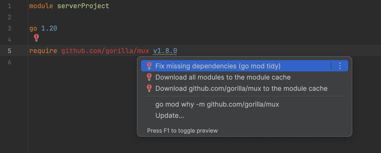 Go | IntelliJ IDEA Documentation