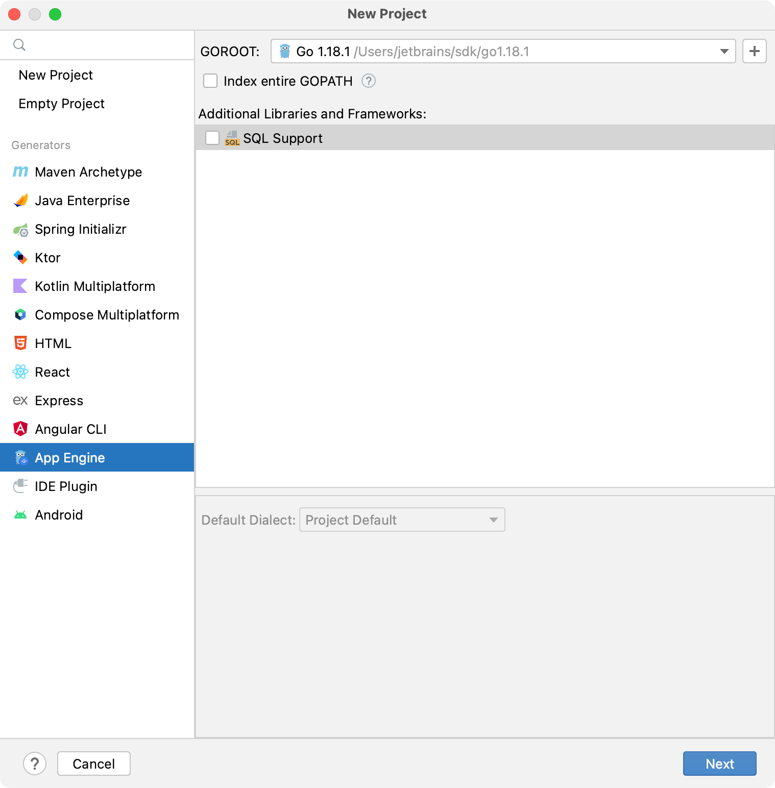 创建一个与 App Engine 集成的项目 创建一个与 App Engine 集成的项目