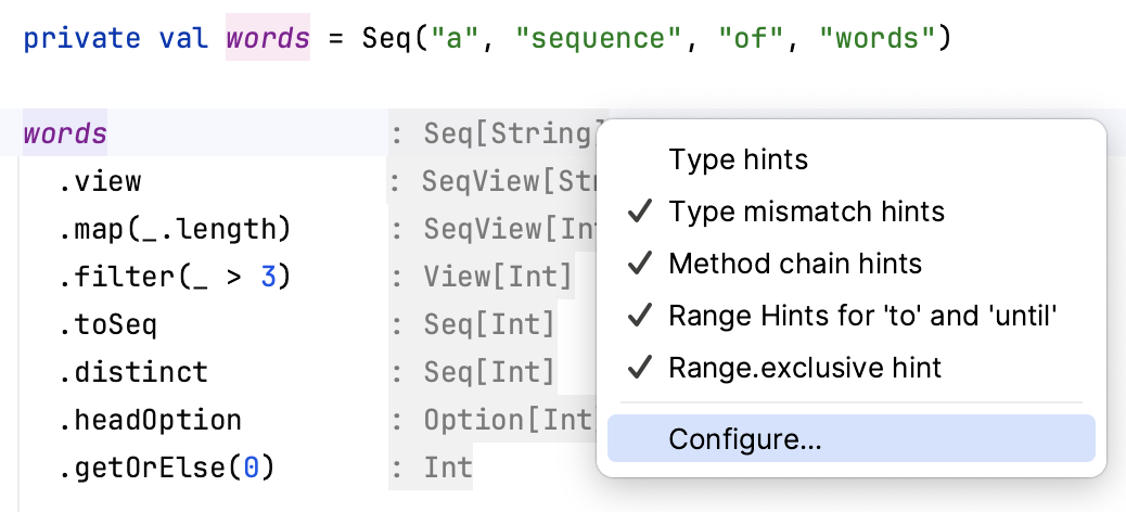 Inlay hints context menu Inlay hints context menu