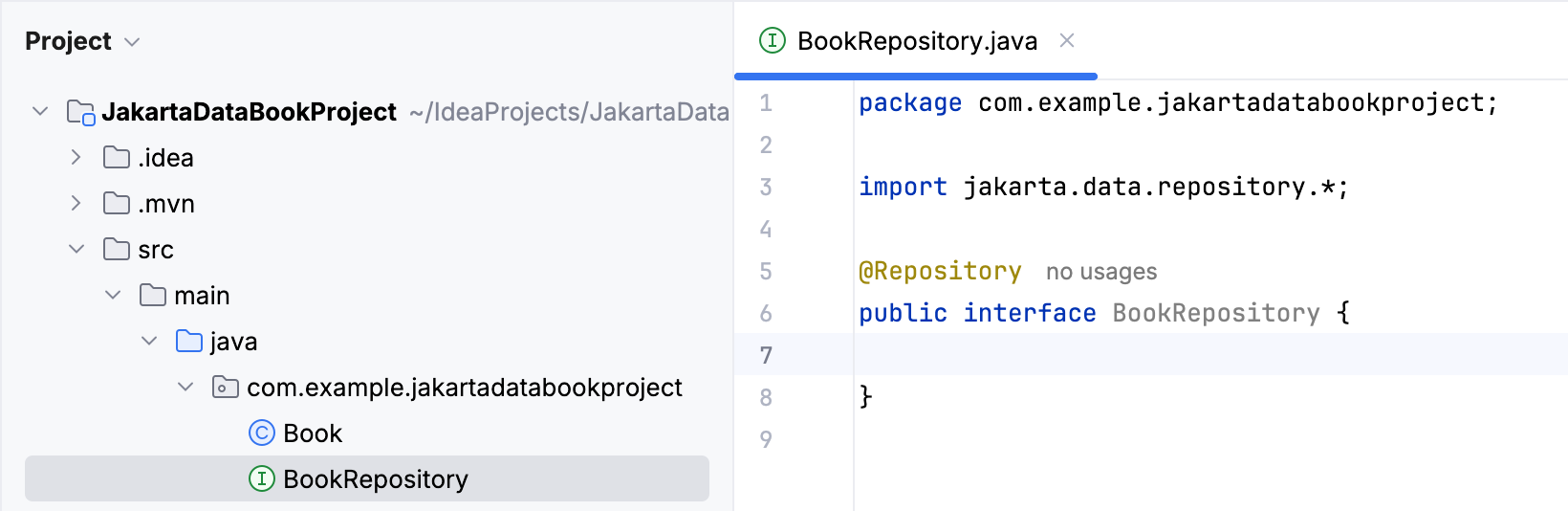 Created interface with a Repository annotation and import Created interface with a Repository annotation and import
