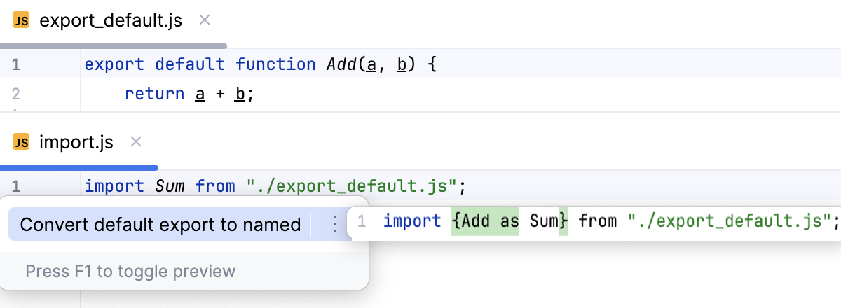 Invoke export default conversion from an import statement