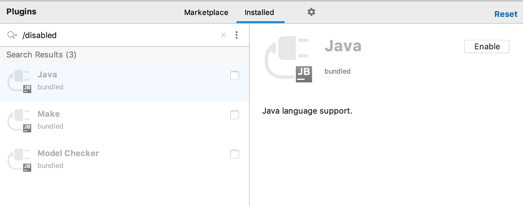 Disabled plugins settings Disabled plugins settings