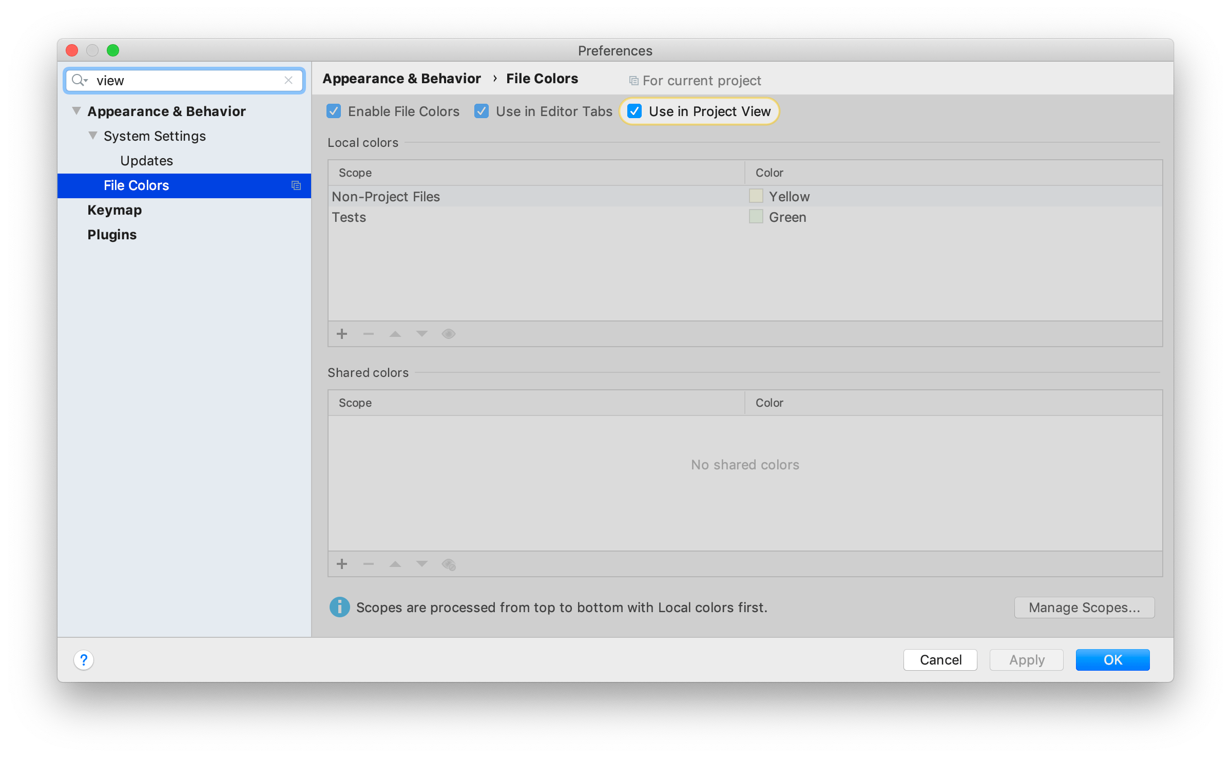 Search in Preferences dialog Search in Preferences dialog