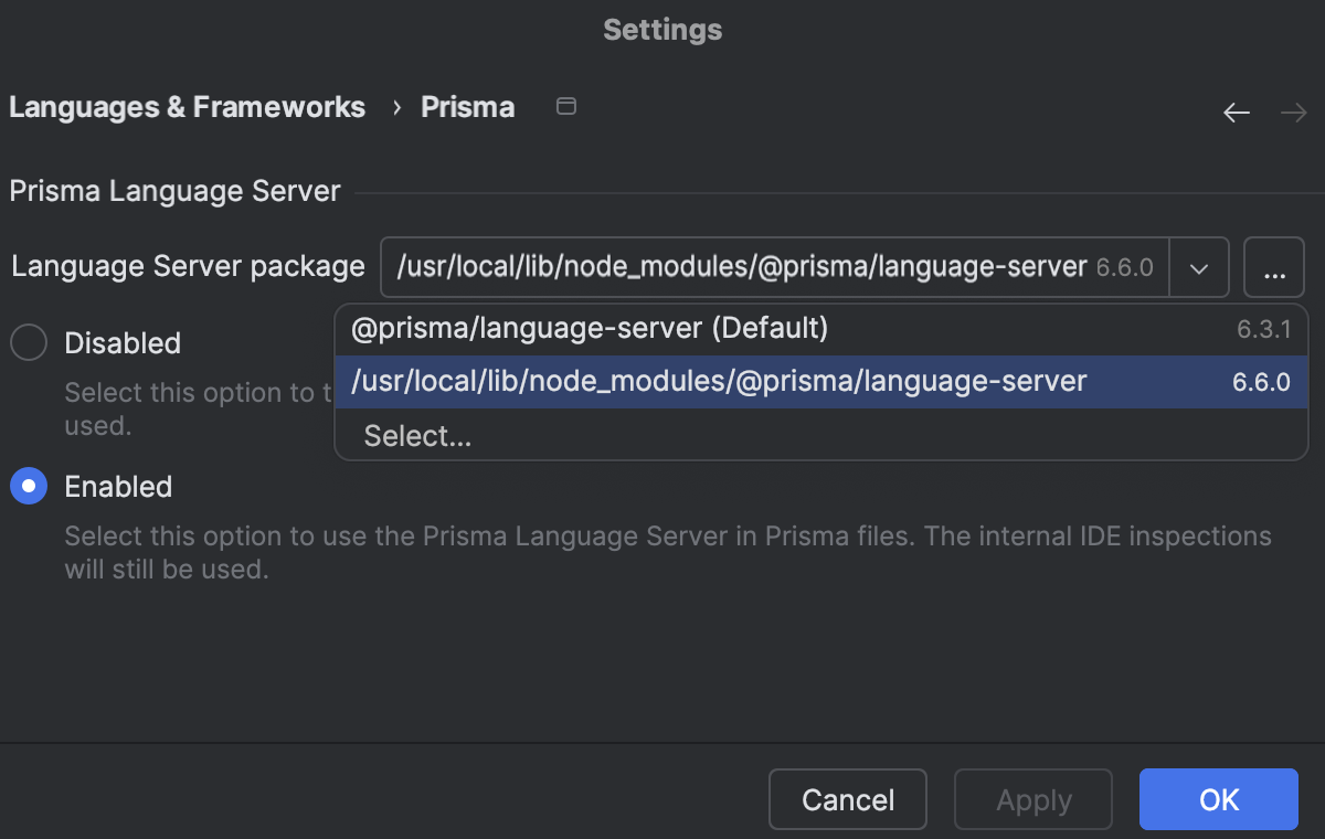Prisma | WebStorm Documentation