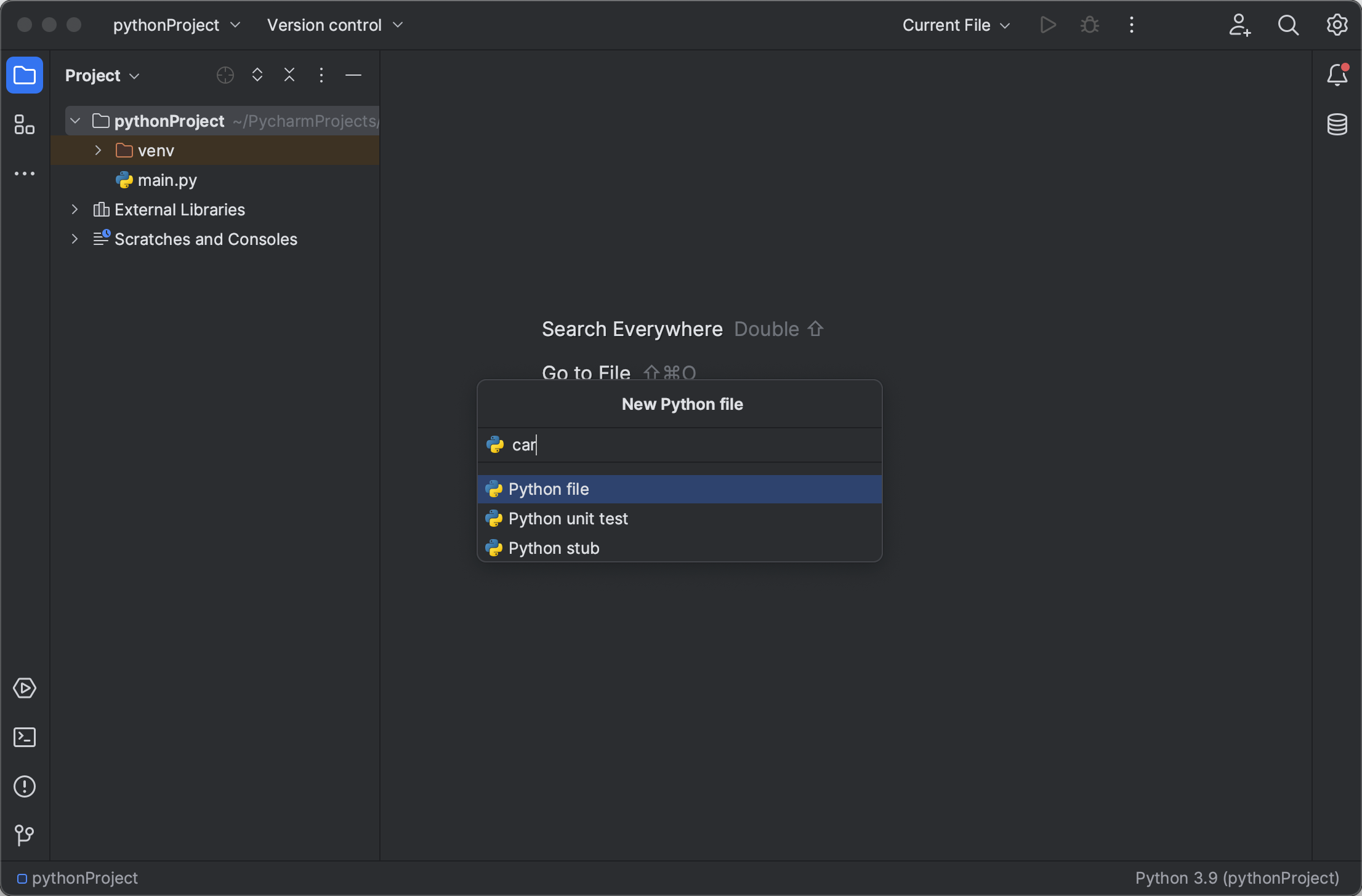 Creating a new Python file