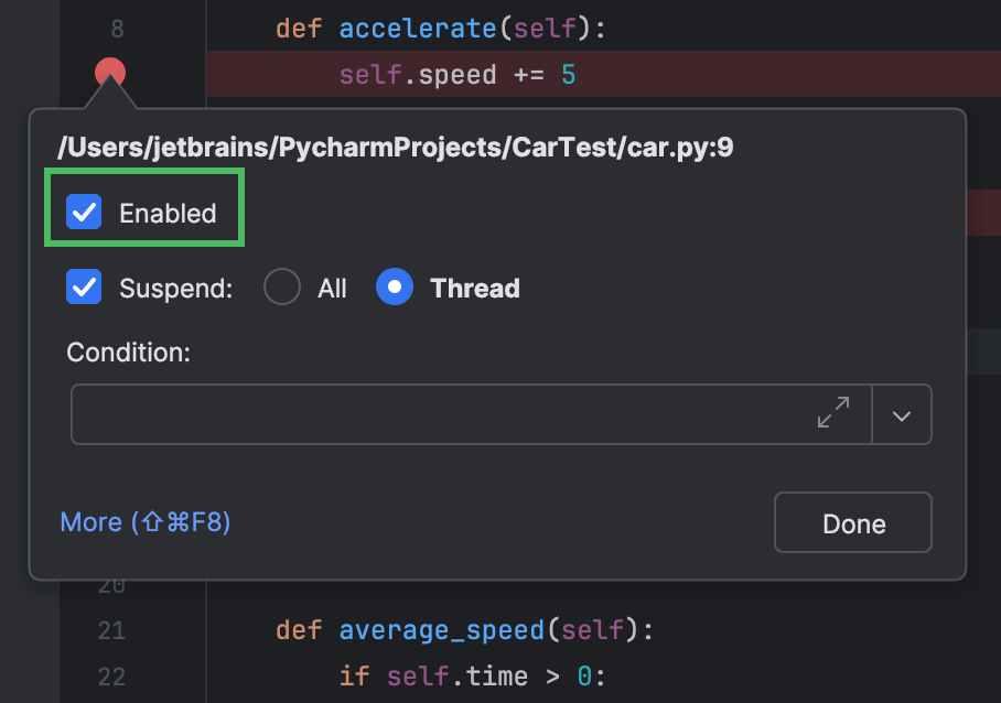 Breakpoints | PyCharm Documentation
