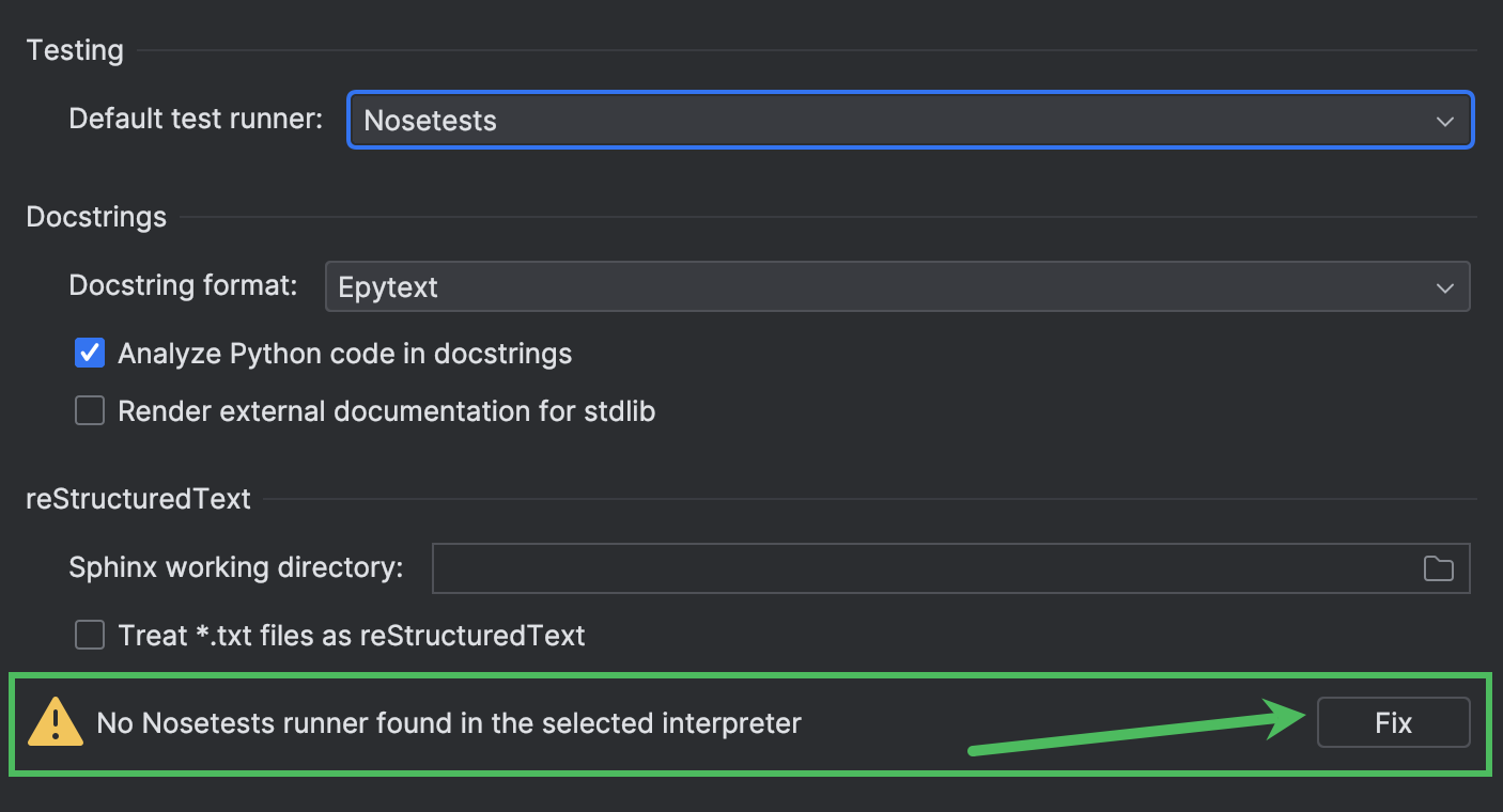 Install the missing test runner