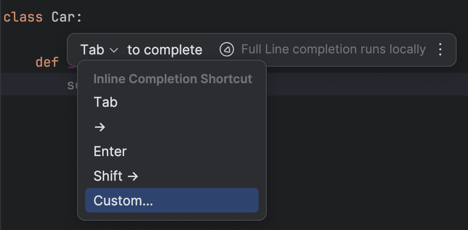 Full Line code completion | PyCharm Documentation