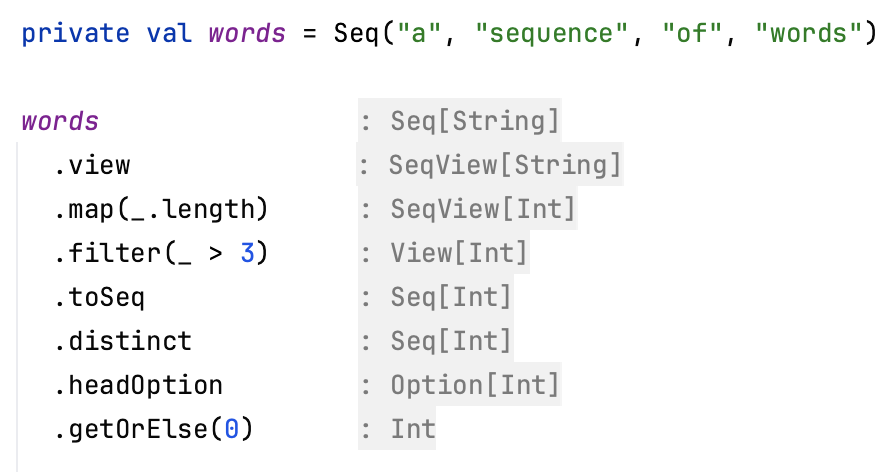 Inlay hints for Scala method chains Inlay hints for Scala method chains