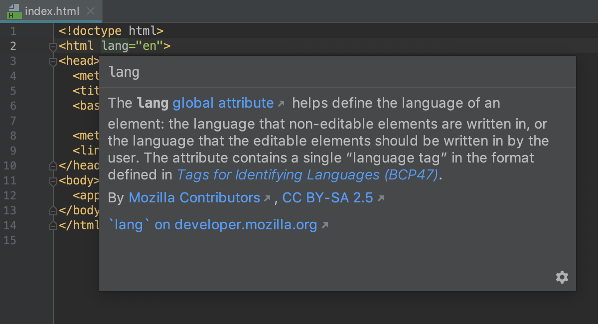 Working with HTML files | PyCharm Documentation