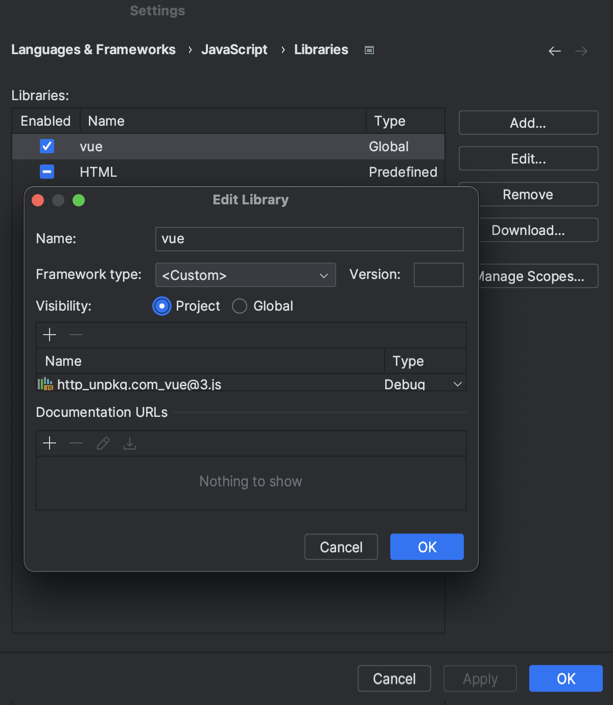 Configure the visibility of a library