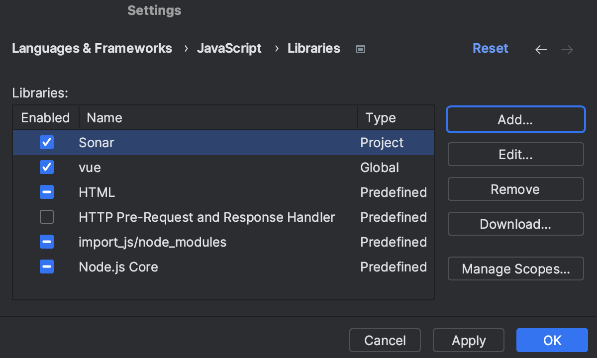 The new custom library is added to the list