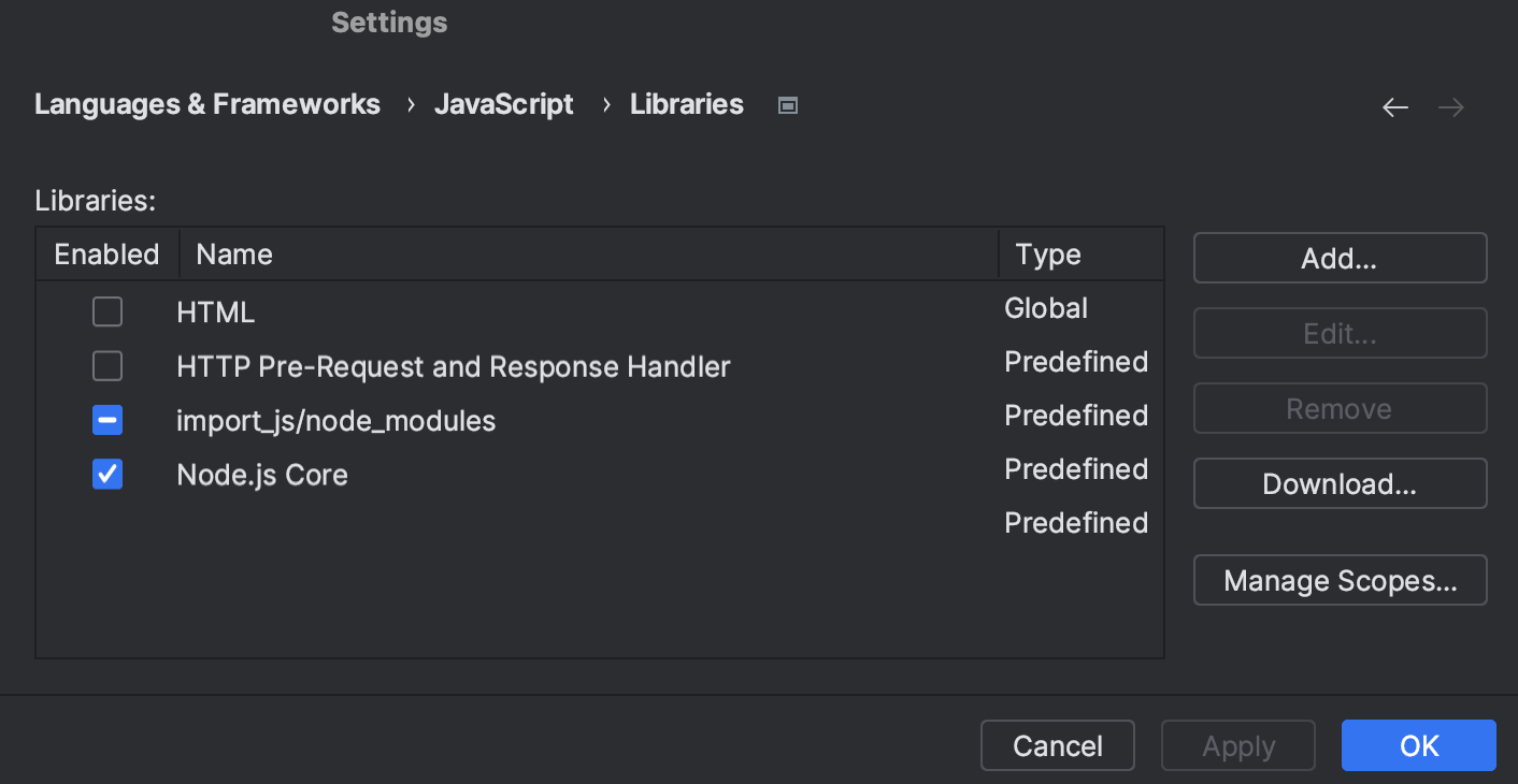 node_modules library added to the list