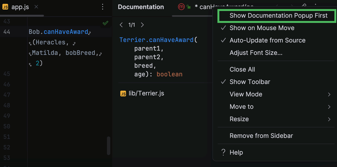JavaScript documentation look-up | WebStorm Documentation