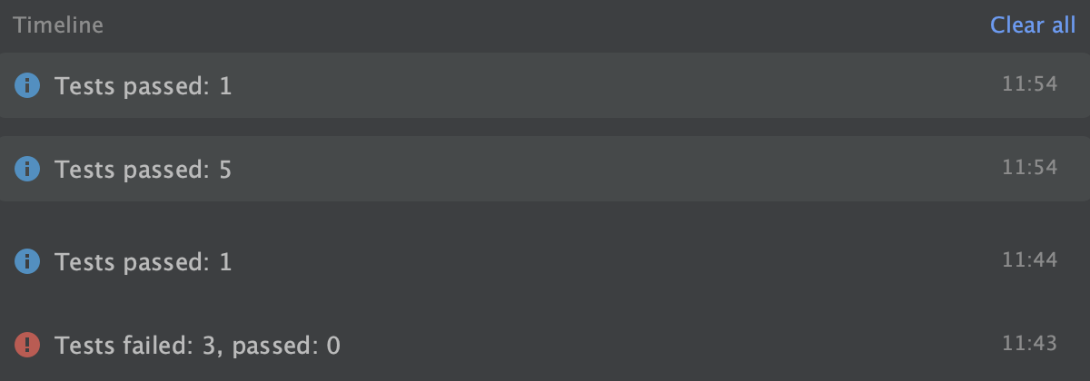 Errors are also displayed in the timeline Errors are also displayed in the timeline