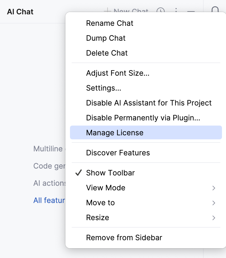 the Manage License option the Manage License option