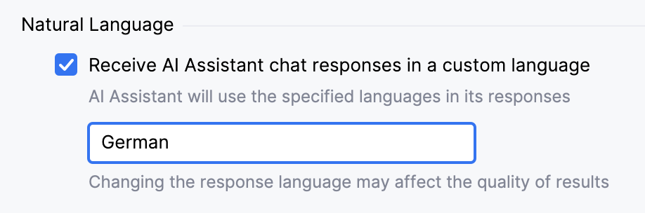 Specify chat response language Specify chat response language