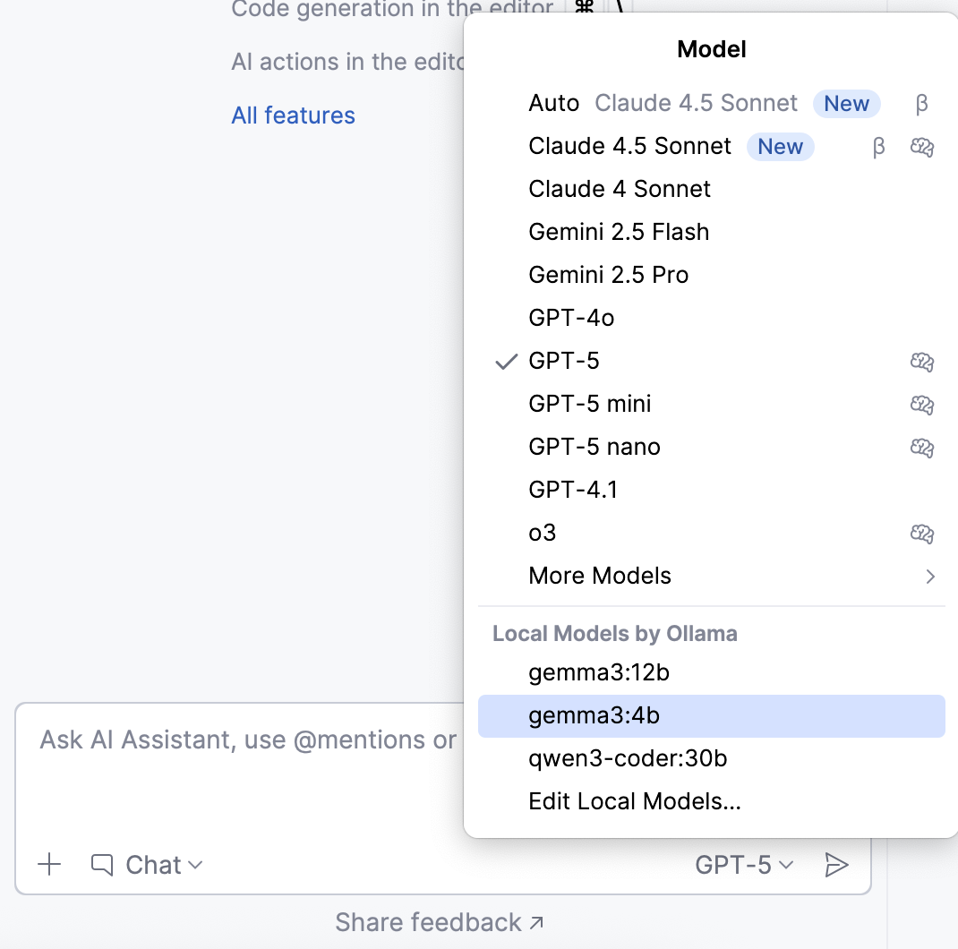 Third-party provider models in chat Third-party provider models in chat