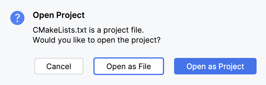 Opening CMakeLists.txt as project