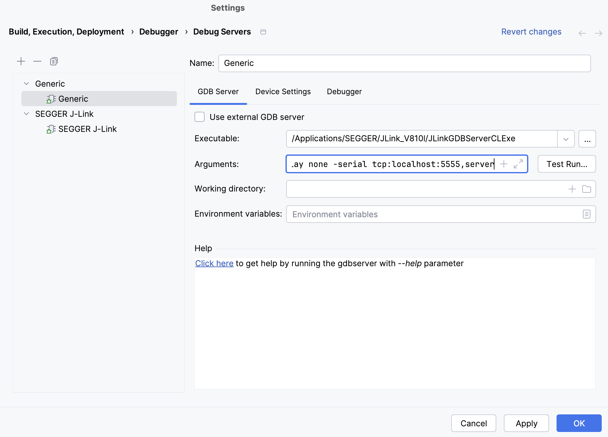配置通用调试服务器