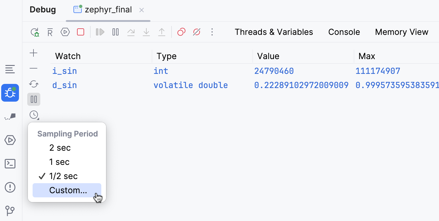 configure sample period