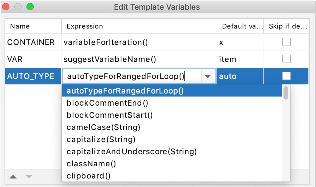 Functions for live templates variables Functions for live templates variables