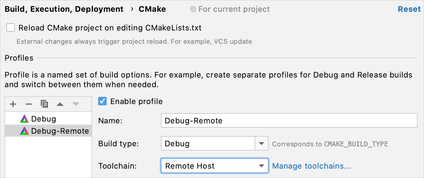 远程工具链的 CMake 配置文件