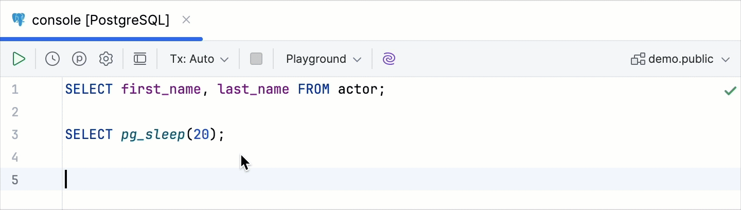 Cancen Running Statements button in a query console grid