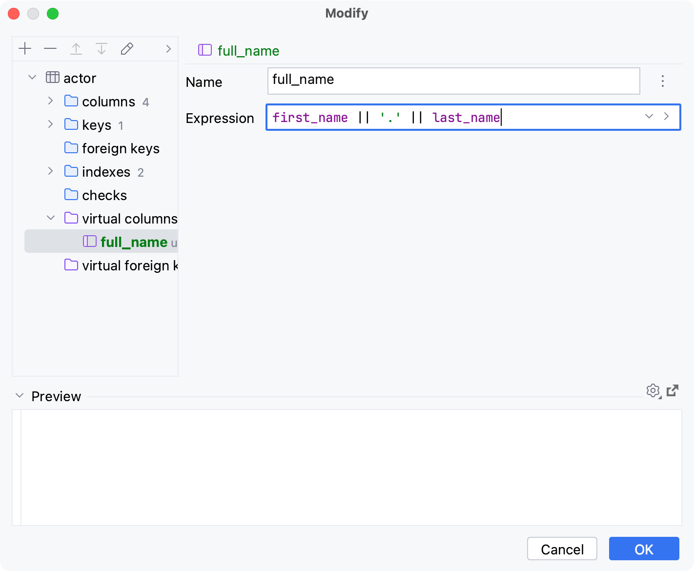 Create a virtual column Create a virtual column