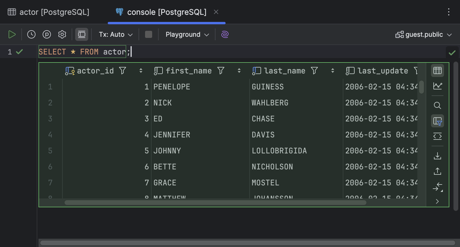 Query results | DataGrip Documentation