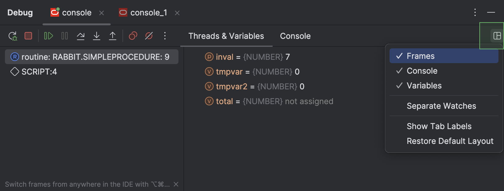 Debug tool window | DataGrip Documentation