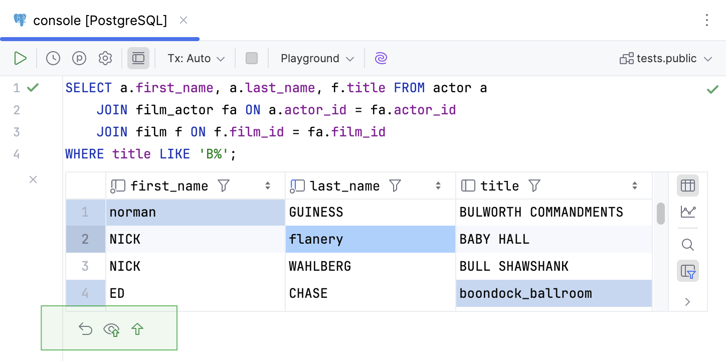 Editable table JOIN results grid in the in-editor results pane