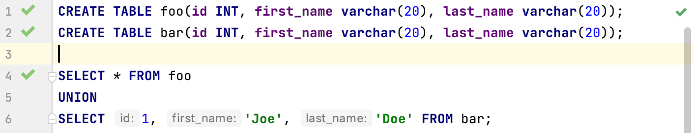 For set operations For set operations