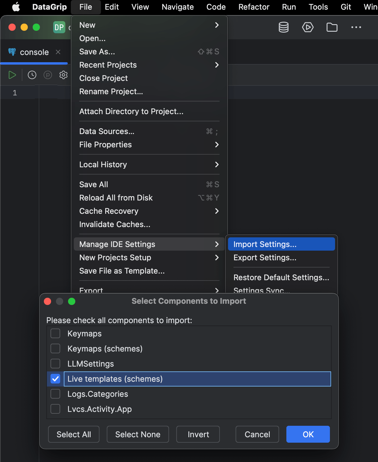 Share live templates | DataGrip Documentation