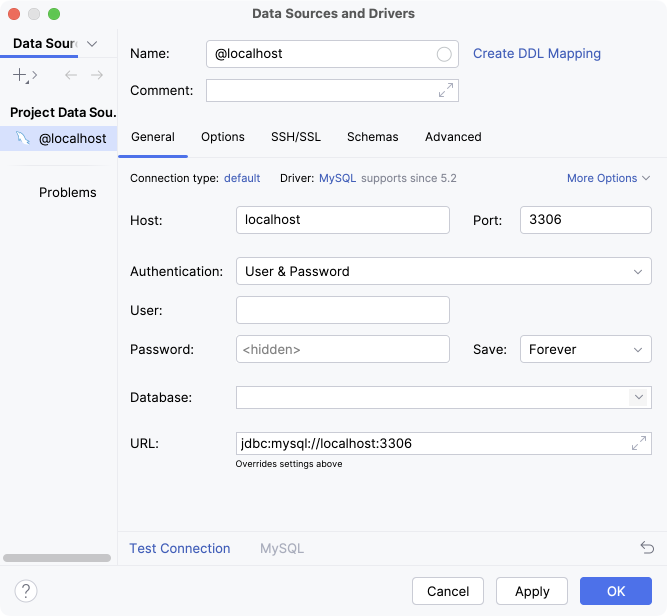 The new data source settings The new data source settings