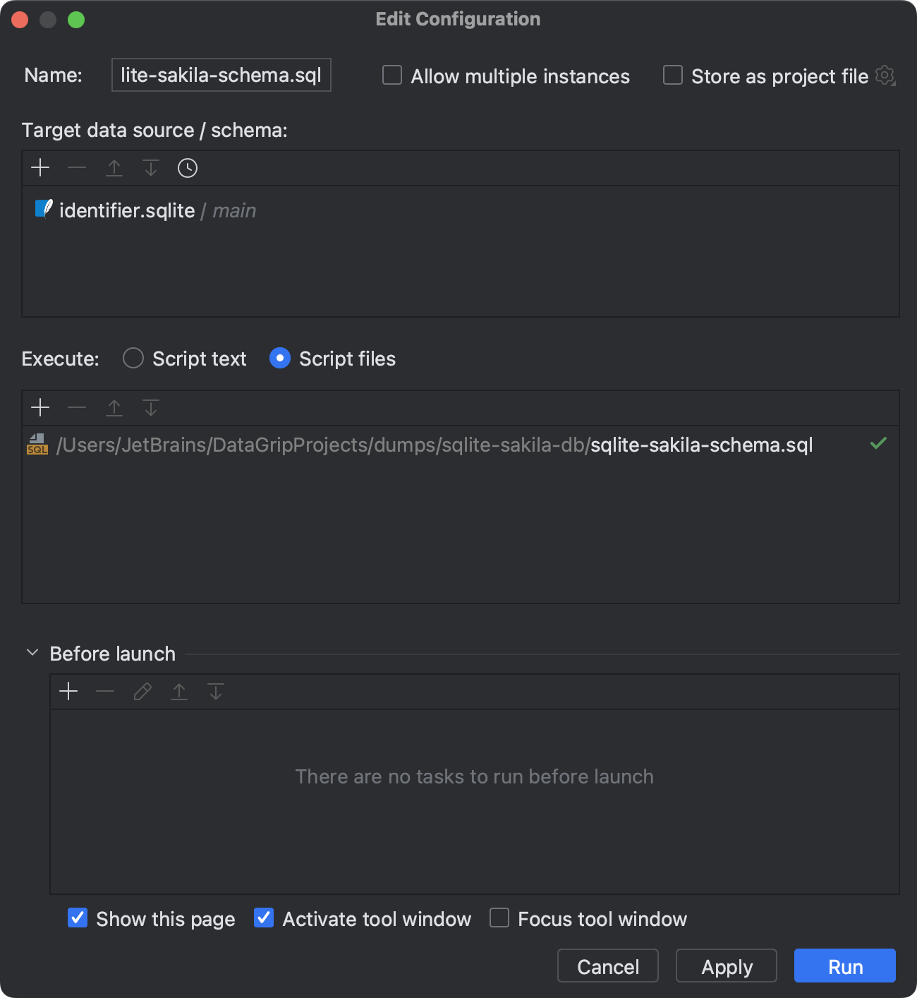 Run files | DataGrip Documentation