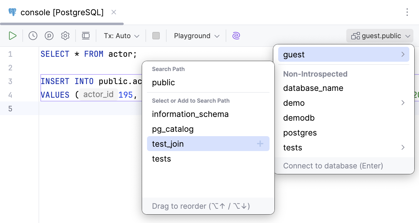 Select a search path for PostgreSQL