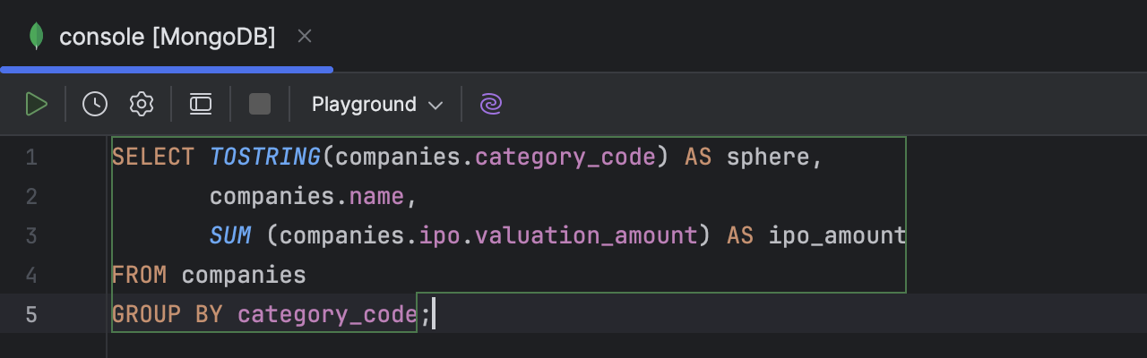 SQL for MongoDB | DataGrip Documentation