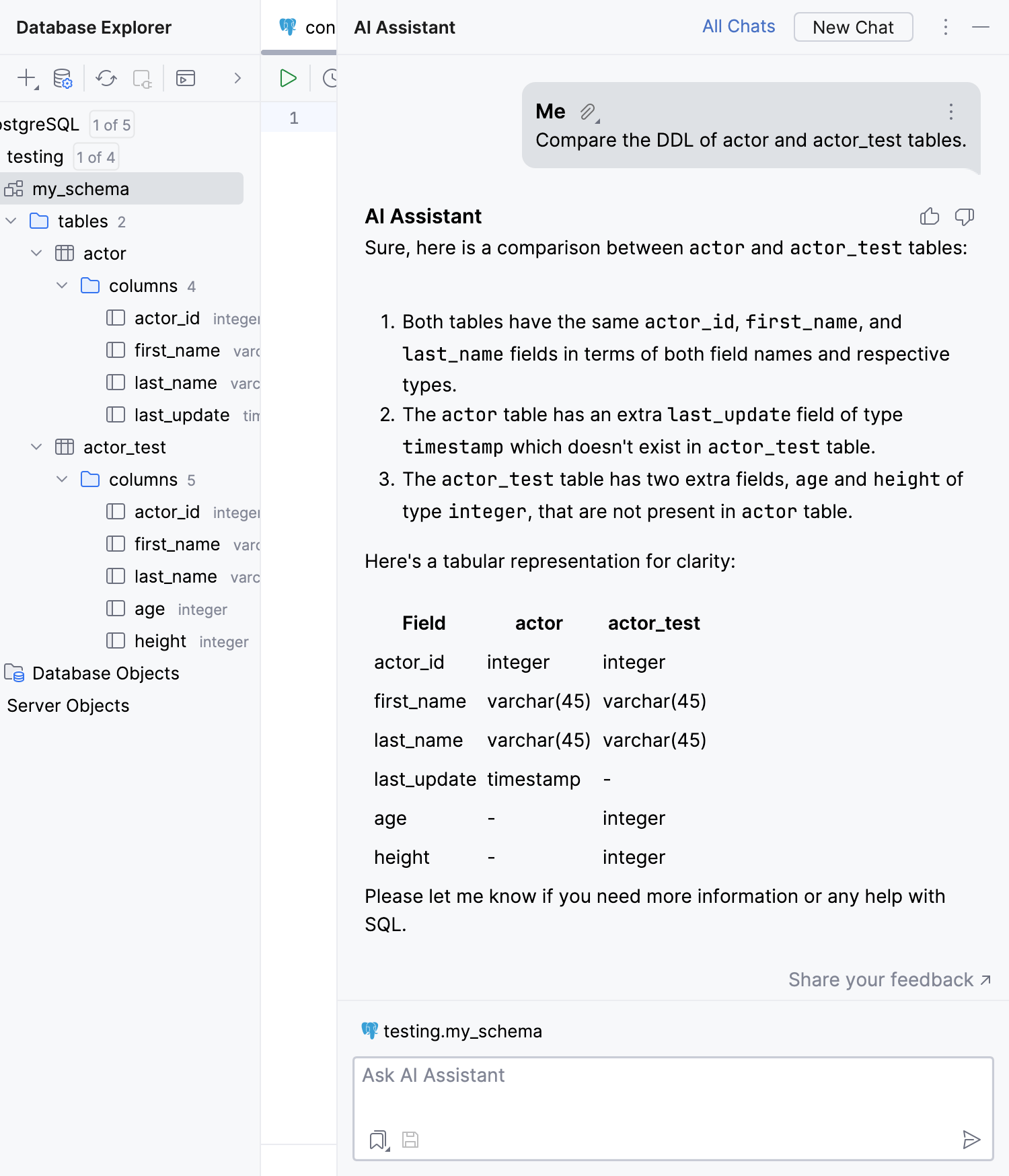 Comparison of DLL of two tables by AI Assistant Comparison of DLL of two tables by AI Assistant