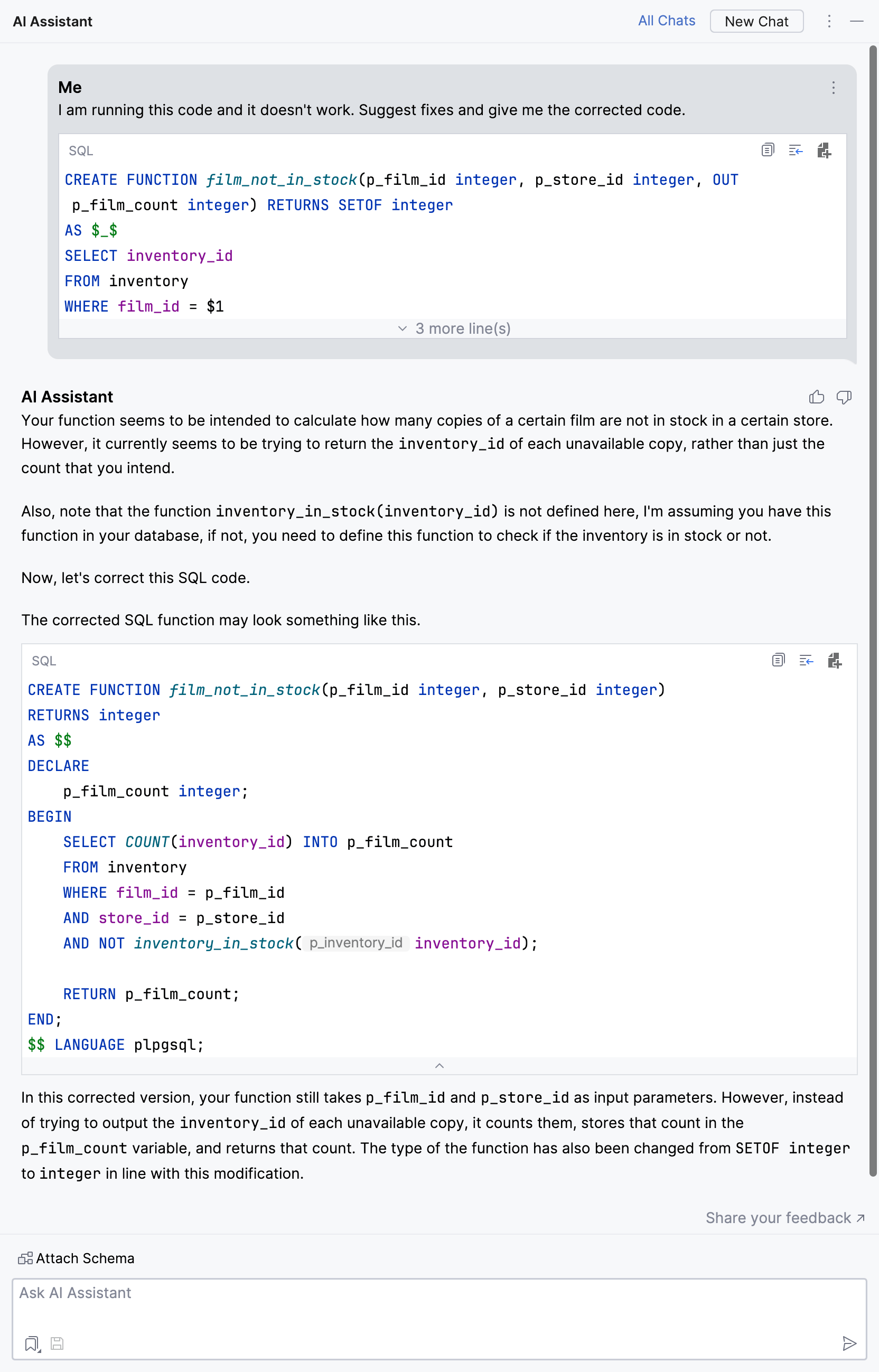 SQL code mistakes correction request and fixed code SQL code mistakes correction request and fixed code