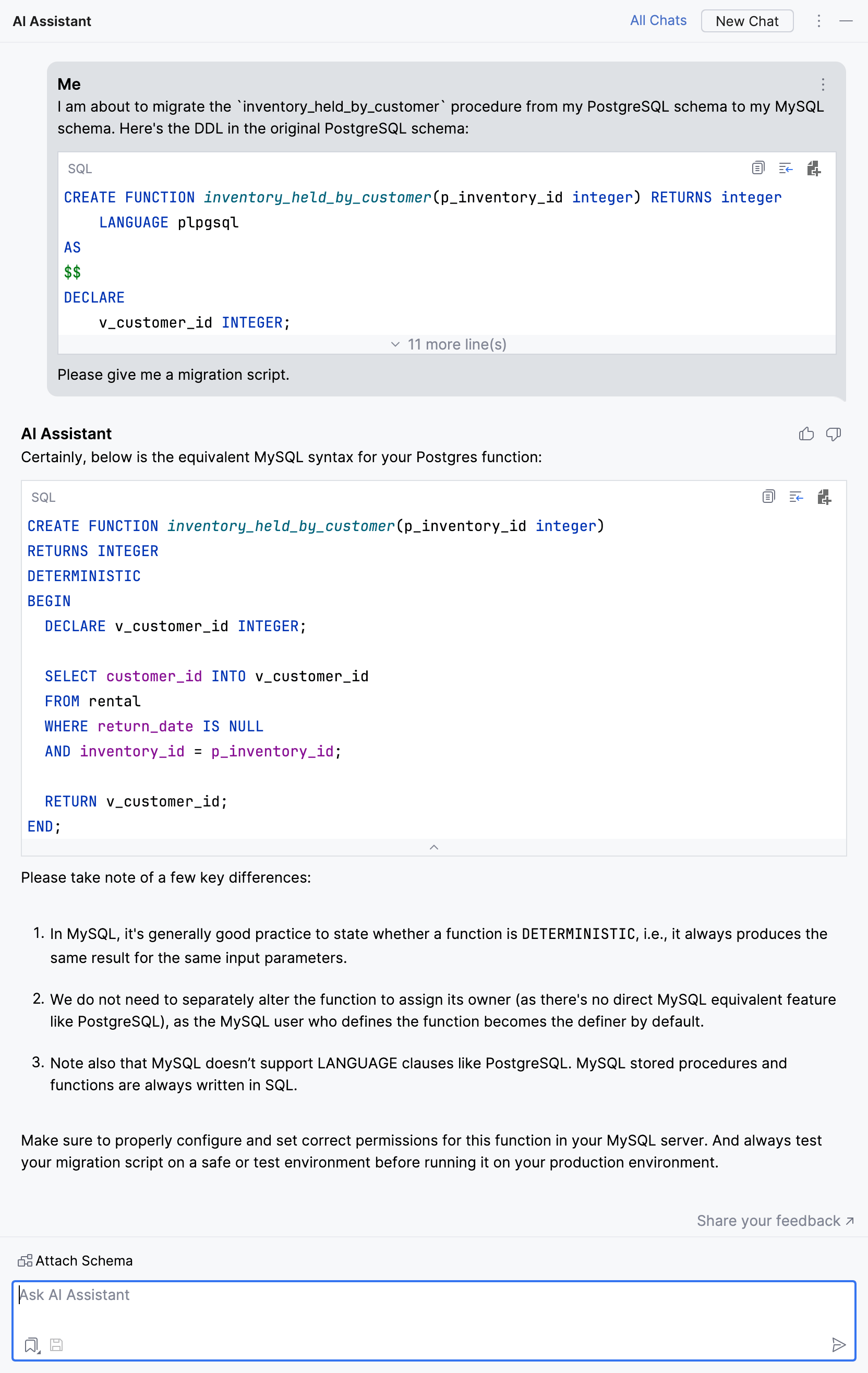 SQL code migration using AI Assistant SQL code migration using AI Assistant