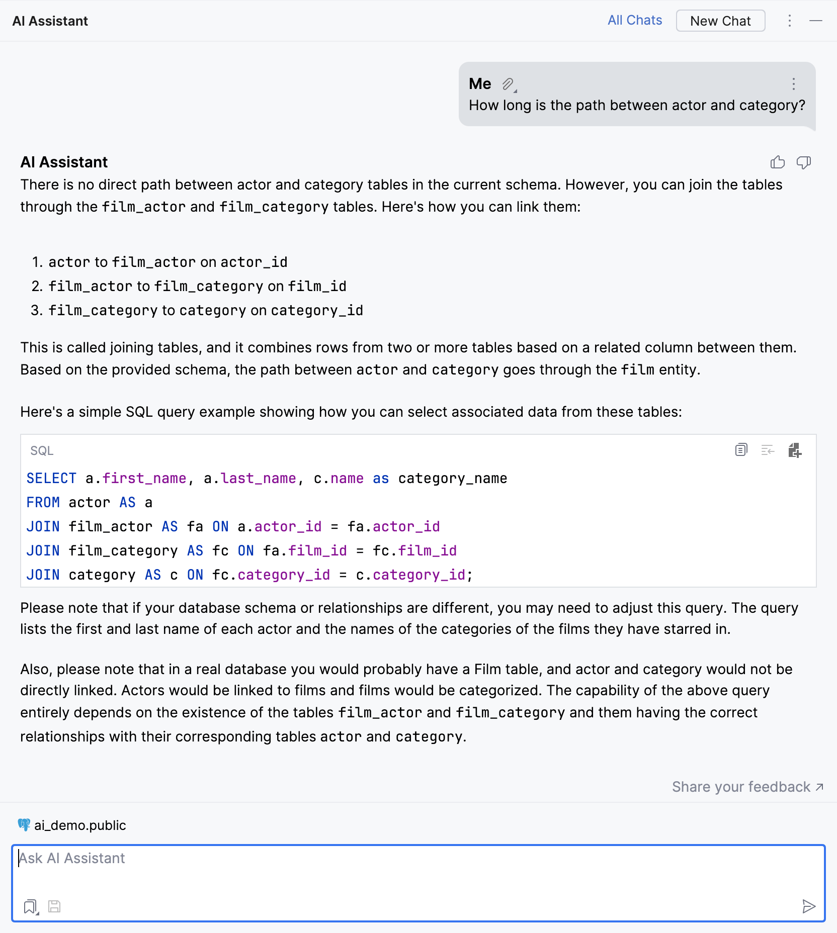 Schema insights based on a natural language request Schema insights based on a natural language request