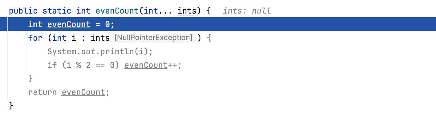 例外がスローされることを示すヒント A hint showing that an exception will be thrown
