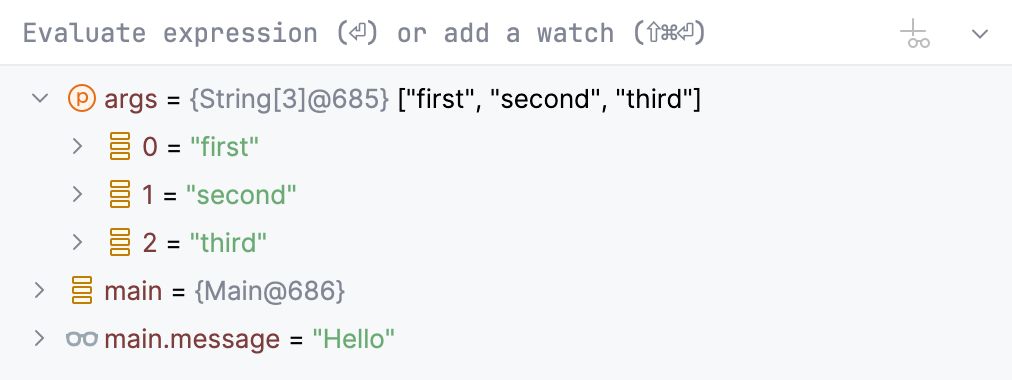 変数タブには、現在の実行ポイントから見える変数が表示されます The Variables tab shows you the variables visible from the current execution point